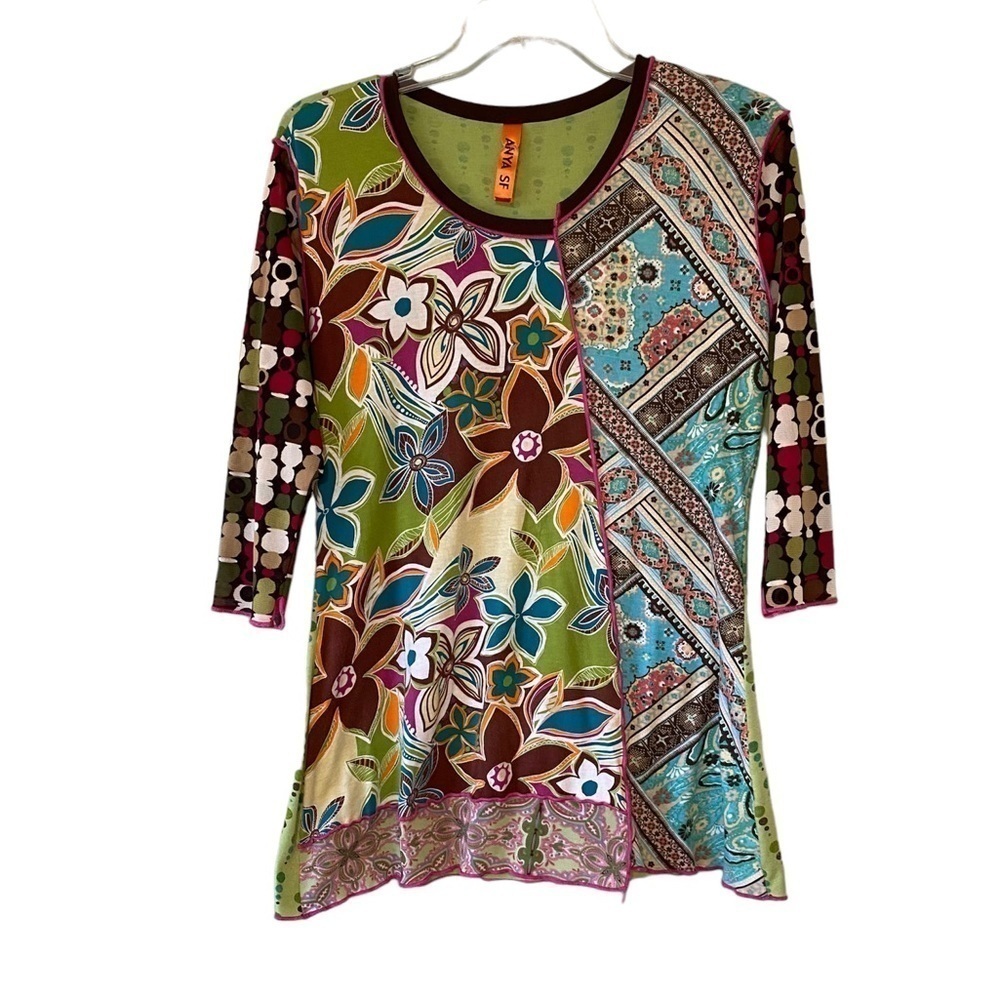 Anya SF Y2K Floral Graphic Pattern Mix Top Sz Medium